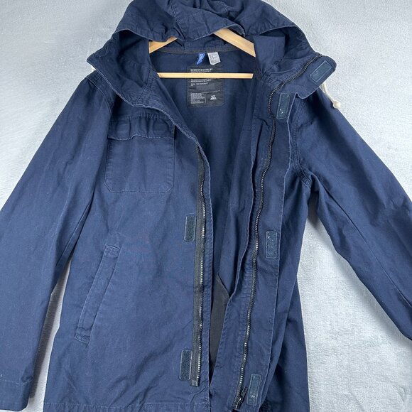 Divided By H&M Parka Jacket Mens Size Medium Hooded Full Zip Up Navy - Picture 3 of 15
